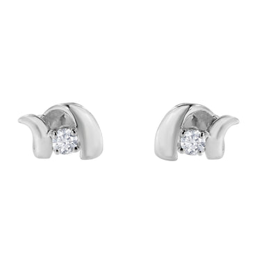 .925 Sterling Silver Round Cut Diamond Fashion Stud Earrings (0.10 cttw, I-J Color, I2-I3 Clarity)