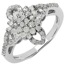 0.63 Carat Genuine White Diamond & Yellow Diamond .925 Sterling Silver Ring-1