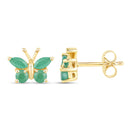 0.50 Carat Genuine Emerald .925 Sterling Silver Earrings-2