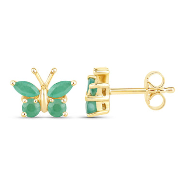 0.50 Carat Genuine Emerald .925 Sterling Silver Earrings - 0