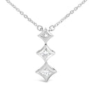 10K White Gold 1/5 Cttw Princess Cut Diamond 3 Stone Drop 18" Pendant Necklace (H-I Color, SI2-I1 Clarity)-2