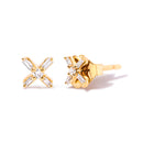 10K Yellow Gold 1/10 Cttw Round and Baguette Diamond Criss Cross X Stud Earring (H-I Color, I1-I2 Clarity)-2