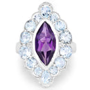 5.30 Carat Genuine Amethyst and Blue Topaz .925 Sterling Silver Ring-3
