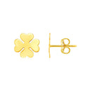 14K Yellow Gold Four Leaf Clover Earrings-1