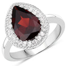 3.94 Carat Genuine Garnet & White Topaz .925 Sterling Silver Ring-1