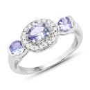 1.00 Carat Genuine Tanzanite and White Topaz .925 Sterling Silver Ring-1