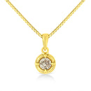 14K Yellow Gold Plated .925 Sterling Silver 1/2 Cttw Brilliant Round Cut Diamond Solitaire Milgrain 18" Pendant Necklace (K-L Color, I2-I3 Clarity)-1