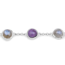 11.00 Carat Genuine Charolite And Labradorite .925 Sterling Silver Bracelet-3