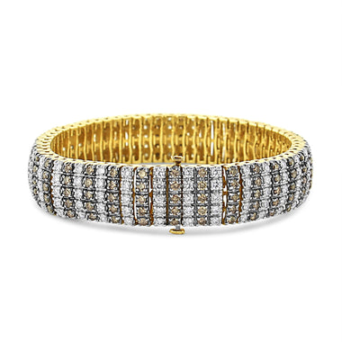 10K Yellow Gold 10-1/3 Cttw Alternating Coco Color and White Diamond 5 Row Tennis Bracelet (Brown/H-I Color, SI1-SI2 Clarity) - Size 7.25 - 0