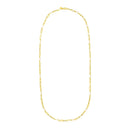 14k Yellow Gold Paperclip Chain and Pearl Necklace-3