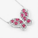 2.36 Carat Genuine Ruby and White Zircon .925 Sterling Silver Necklace-4