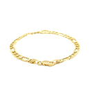 14k Yellow Gold 7 inch Figaro Chain Bracelet with Heart-3