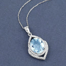 3.82 Carat Genuine Aquamarine and White Diamond 14K White Gold Pendant-2
