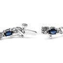 10K White Gold 5x4mm Oval Sapphire Gemstone and 1/10 Cttw Diamond Prong Set "X" Link Bracelet - Size 7" (H-I Color, SI1-SI2 Clarity)-6