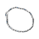 10K White Gold 5x4mm Oval Sapphire Gemstone and 1/10 Cttw Diamond Prong Set "X" Link Bracelet - Size 7" (H-I Color, SI1-SI2 Clarity)-7
