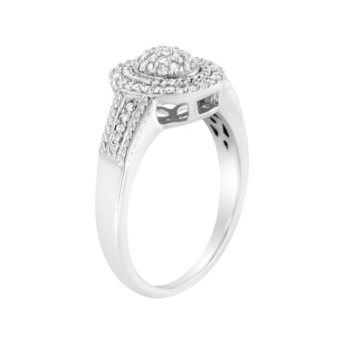.925 Sterling Silver 1/3 Cttw Pave Set Round-Cut Diamond Braided Halo Cocktail Ring (I-J Color, I2-I3 Clarity) - Size 7 - 0