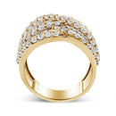 10K Yellow Gold 3.0 Cttw Diamond Eight-Row Bypass Crossover Statement Band Ring (H-I Color, I2-I3 Clarity) - Size 7-4