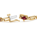 10K Yellow Gold Oval Ruby and 1/10 Cttw Diamond Bar Prong Set Bracelet (H-I Color, SI1-SI2 Clarity)  - Size 7"-6