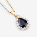 2.09 Carat Genuine Blue Sapphire and White Diamond 14K Yellow Gold Pendant-4