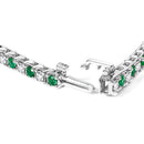 14K White Gold Alternating 1 1/2 Cttw Diamond and Emerald Tennis Bracelet-2