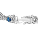 14K White Gold Vintage-Inspired Oval Blue Sapphire & Diamond Link Bracelet-2