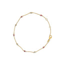 14K Yellow Gold Alternating Red Ruby and White Diamond Bezel Station Chain Bracelet (I-J Color, SI2-I1 Clarity) - 8" Inches-1