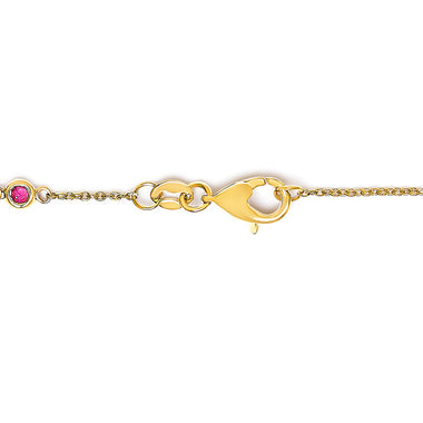 14K Yellow Gold Alternating Red Ruby and White Diamond Bezel Station Chain Bracelet (I-J Color, SI2-I1 Clarity) - 8" Inches - 0