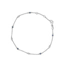 14K White Gold Alternating Blue Sapphire and White Diamond Bezel Station Chain Bracelet (I-J Color, SI2-I1 Clarity) - 8" Inches-1