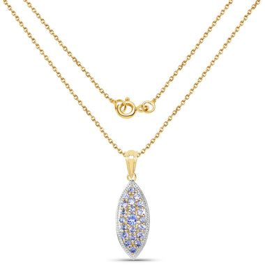 14K Yellow Gold Plated 1.56 Carat Genuine Tanzanite .925 Sterling Silver Pendant - 0