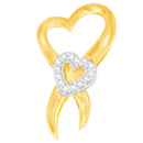 10K Two-Tone Gold 1/10 cttw Diamond Heart Pendant Necklace (H-I, I1-I2)-1