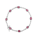 10K White Gold 4.5mm x 3mm Oval Ruby and Diamond Link Bracelet (H-I Color, SI1-SI2 Clarity)  - Size 7"-7