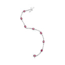 10K White Gold 4.5mm x 3mm Oval Ruby and Diamond Link Bracelet (H-I Color, SI1-SI2 Clarity)  - Size 7"-8