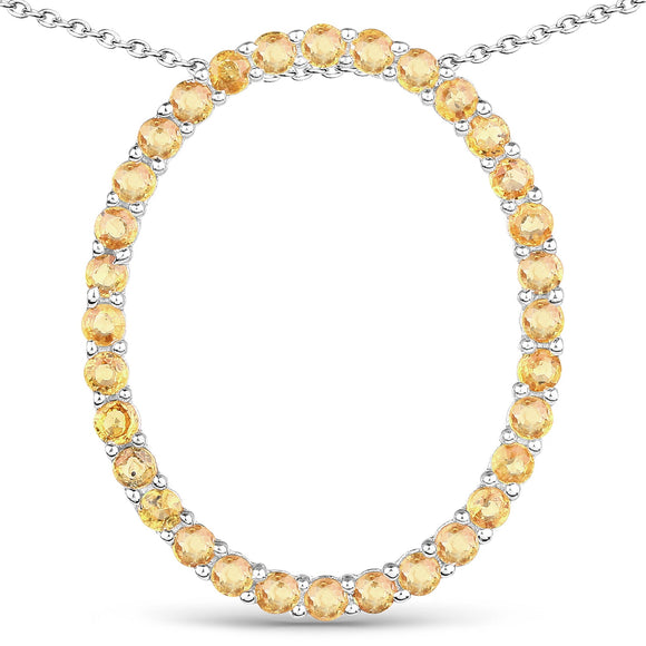 3.84 Carat Genuine Yellow Sapphire .925 Sterling Silver Pendant