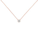 10K Rose Gold 1/3 Carat Round Brilliant-Cut Diamond Modern Bezel-Set Solitaire 16"-18" Pendant Necklace (H-I Color, SI2-I1 Clarity)-2