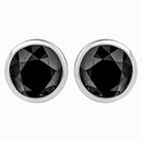 14K White Gold 1/2 Cttw Round Brilliant-Cut Black Diamond Bezel-Set Stud Earrings with Screw Backs (Fancy Color-Enhanced, I2-I3 Clarity)-2