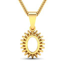 0.13 Carat Genuine White Diamond 14K Yellow Gold Semi Mount Pendant - holds 8x6mm Oval Gemstone-3