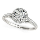 14k White Gold Round Cut Pave Set Shank Diamond Engagement Ring (1 3/8 cttw)-1