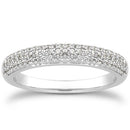14k White Gold Triple Multi-Row Micro- Pave Diamond Wedding Ring Band-1