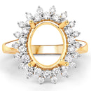 0.79 Carat Genuine White Diamond 14K Yellow Gold Semi Mount Ring - holds 11x9mm Oval Gemstone-4