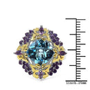 5.66 Carat Genuine Blue Topaz, Amethyst & White Diamond .925 Sterling Silver Ring-3