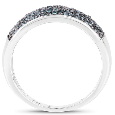 0.42 Carat Genuine Blue Diamond .925 Sterling Silver Ring - 0