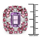 7.59 Carat Genuine Pink Amethyst, Rhodolite and White Topaz .925 Sterling Silver Ring-3