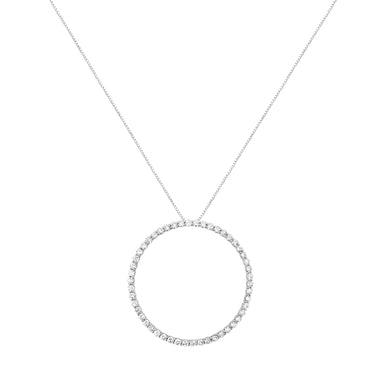 .925 Sterling Silver 4 cttw Prong Set, Round-Cut Diamond Open Circle Hoop 18" Pendant Necklace (J-K Color, I1-I2 Clarity) - 0