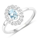 0.44 Carat Genuine Aquamarine and White Diamond 14K White Gold Ring-1