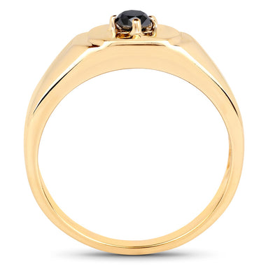 14K Yellow Gold Plated 0.20 Carat Genuine Black Diamond .925 Sterling Silver Ring - 0