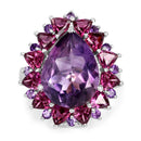 11.22 Carat Genuine Amethyst & Rhodolite .925 Sterling Silver Ring-3
