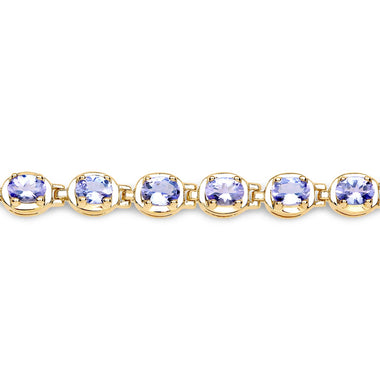 14K Yellow Gold Plated 4.59 Carat Genuine Tanzanite .925 Sterling Silver Bracelet - 0