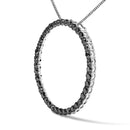 .925 Sterling Silver 4.0 Cttw Black Diamond Open Hoop Circle 18" Pendant Necklace (Black Color, I2-I3 Clarity)-3