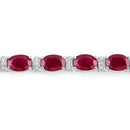 11.67 Carat Genuine Ruby and White Diamond 14K White Gold Bracelet-2