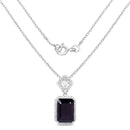 7.37 Carat Genuine Amethyst and White Zircon .925 Sterling Silver Pendant-2
